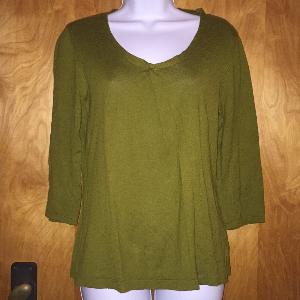 Coldwater Creek Olive Green Cotton Sweater Size Medium